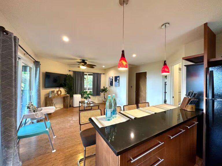 View from the kitchen toward the living room at H5 Blue Lagoon of Kona Estate