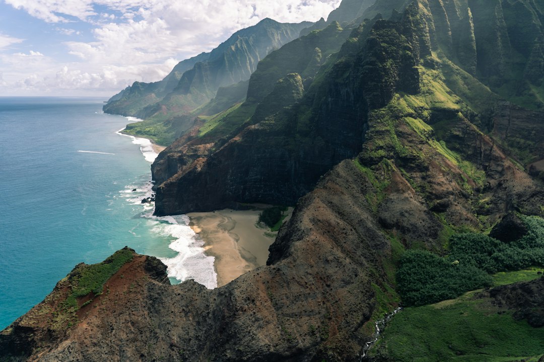 Coastal panorama of Napali cliffs