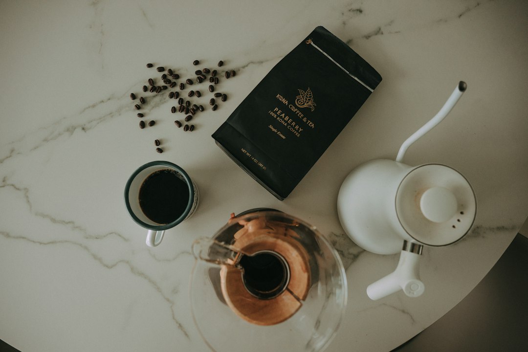 Coffee beans and equipment prepared for brewing