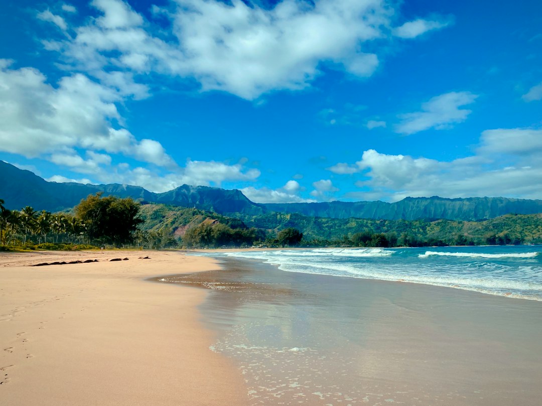 Hanalei Bay and its green mountain backdrop