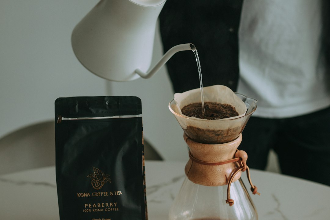 Preparing a pour-over coffee during a work break